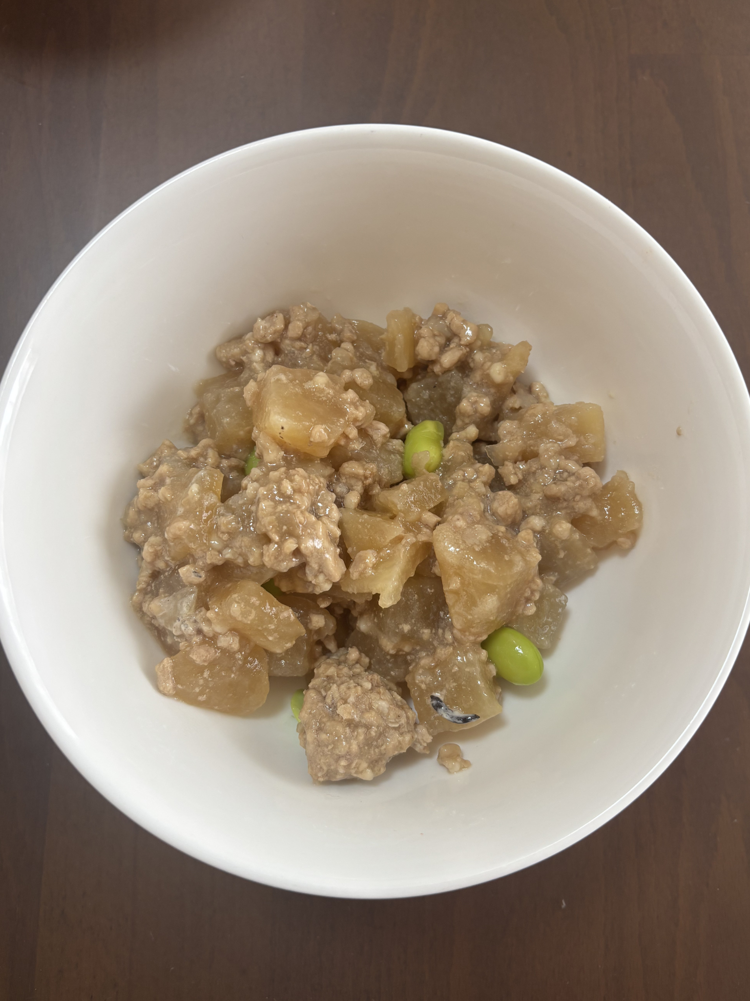 コロコロ大根とひき肉の甘辛煮（盛り付け）