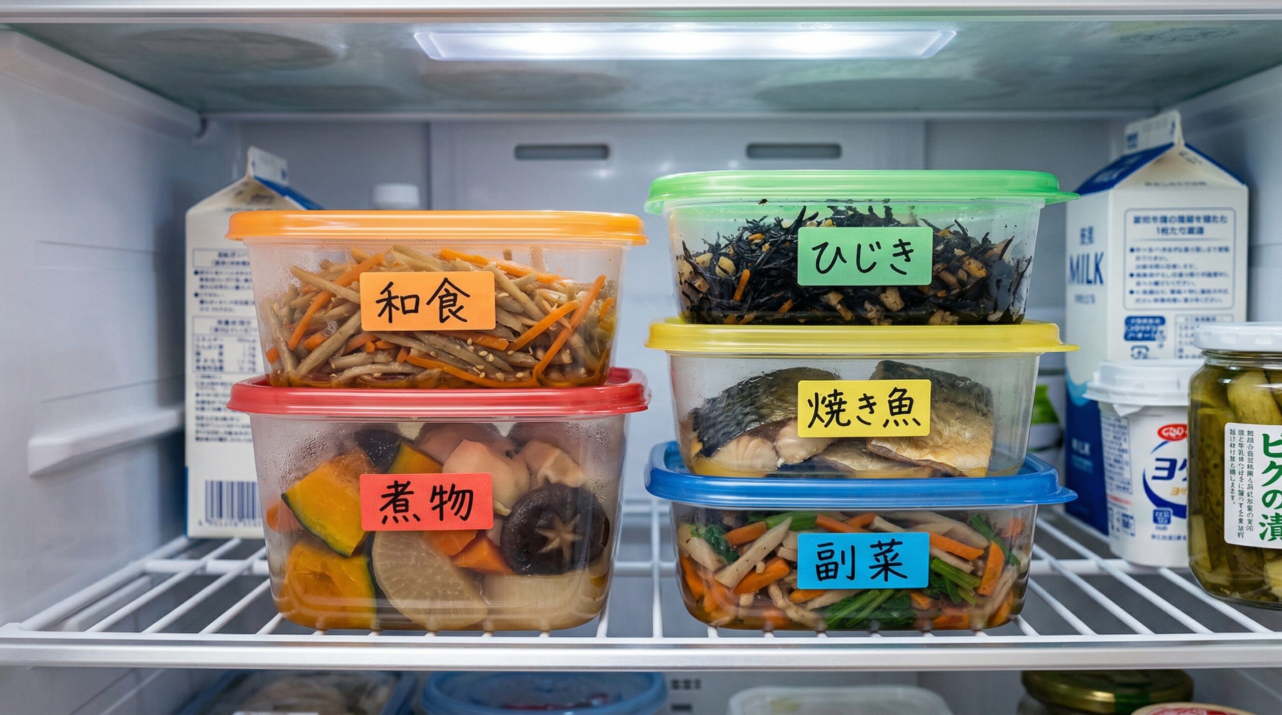 シェフの無添つくりおきの冷蔵庫保存イメージ